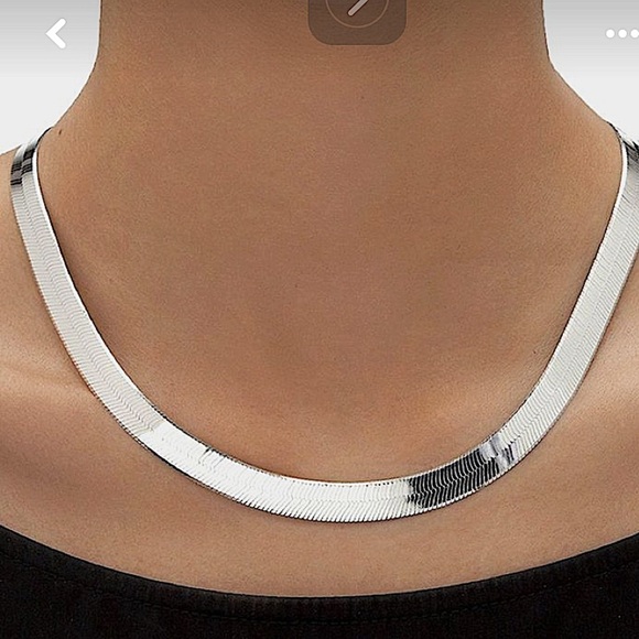 Sterling Silver 10mm Herringbone Necklace, Flat, Snake Unisex - Picture 8 of 13